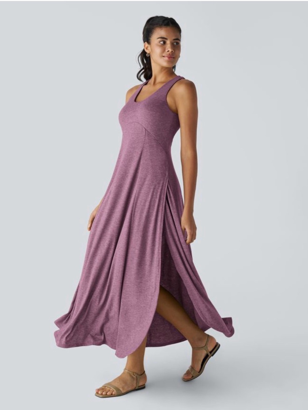 Halara U Neck Flowy Maxi Casual Tank Dress